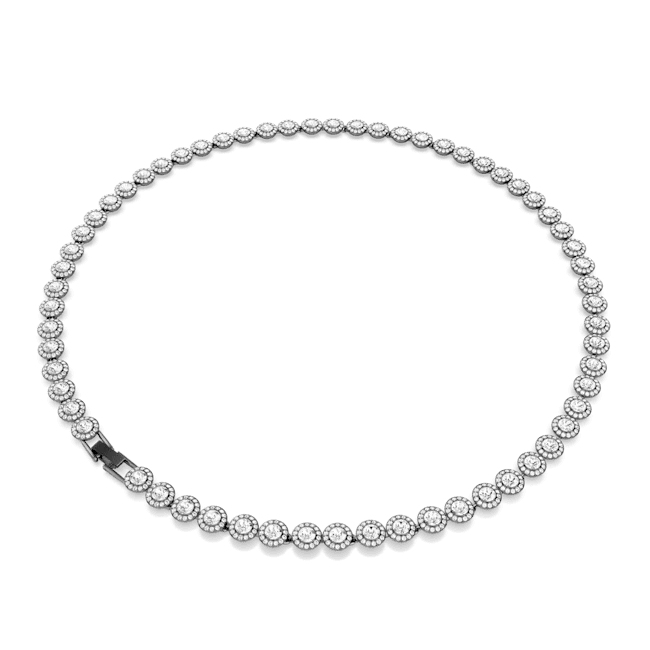 Swarovski Una Necklace Round Cut, Long, White, Ruthenium plated