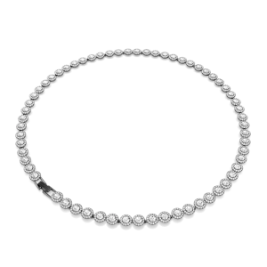 Swarovski Una Necklace Round Cut, Long, White, Ruthenium plated