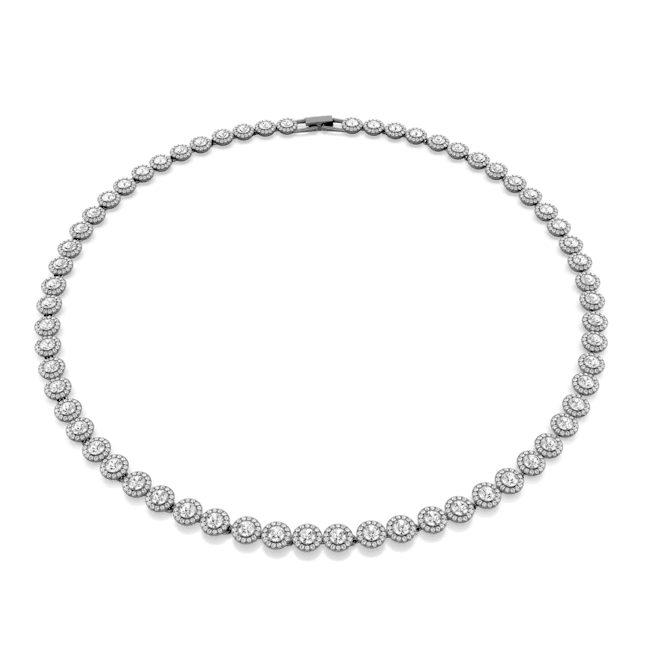 Swarovski Una Necklace Round Cut, Long, White, Ruthenium plated