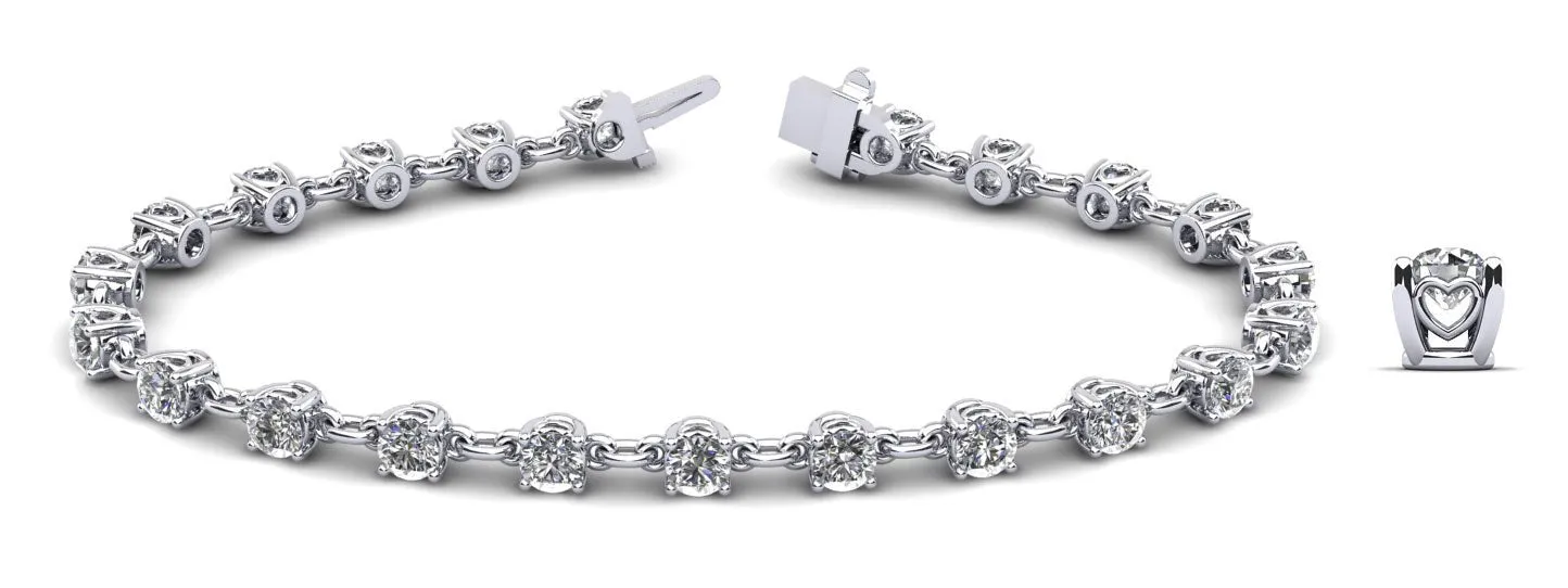 Sweetheart Chain Link Diamond Tennis Diamond Bracelet with 3.89 ct.(finished) 3.6mm