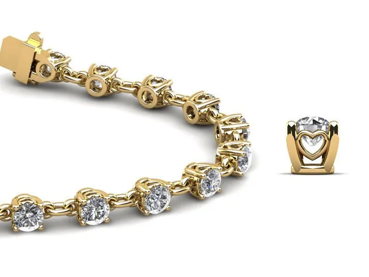 Sweetheart Chain Link Diamond Tennis Diamond Bracelet with 3.89 ct.(finished) 3.6mm