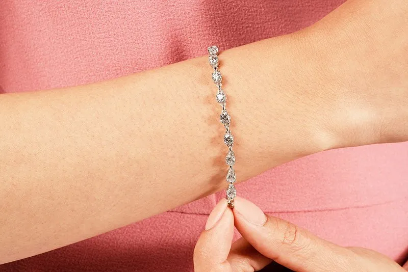 Sweetheart Chain Link Diamond Tennis Diamond Bracelet with 3.89 ct.(finished) 3.6mm