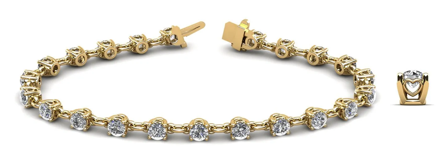 Sweetheart Chain Link Diamond Tennis Diamond Bracelet with 3.89 ct.(finished) 3.6mm