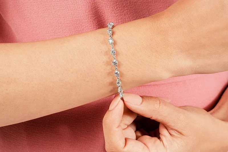 Sweetheart Chain Link Diamond Tennis Diamond Bracelet with 3.89 ct.(finished) 3.6mm