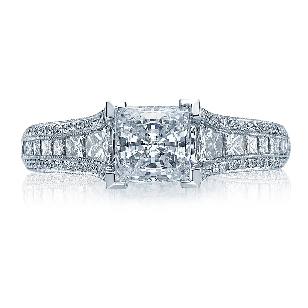Tacori Channel-Set Princess Cut & Pave Diamond Engagement Ring