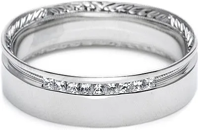 Tacori Engraved and Pave Diamond Wedding Band -6.5mm