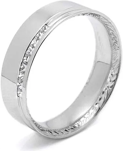 Tacori Engraved and Pave Diamond Wedding Band -6.5mm