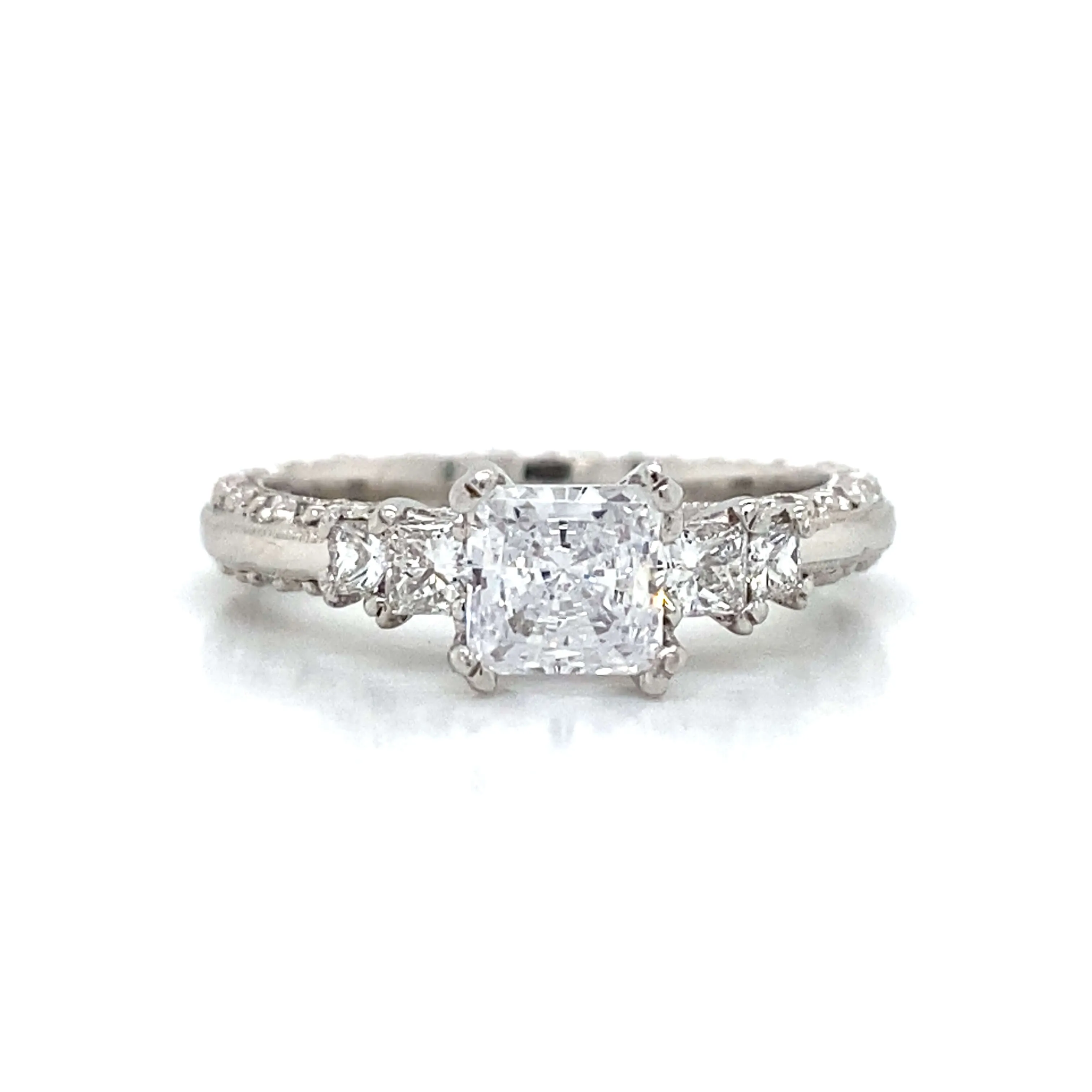 Tacori Five Stone Princess & Pave Set Engagement Ring in Platinum
