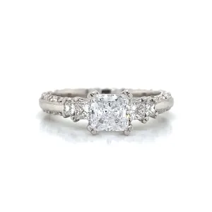 Tacori Five Stone Princess & Pave Set Engagement Ring in Platinum