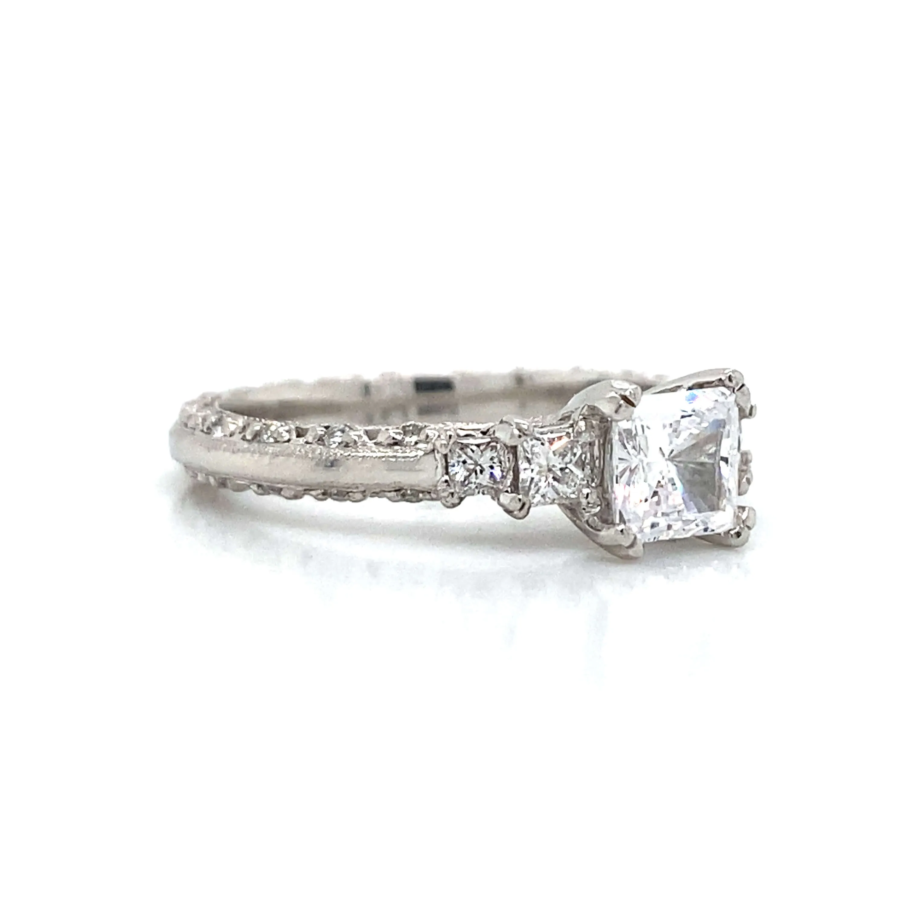 Tacori Five Stone Princess & Pave Set Engagement Ring in Platinum