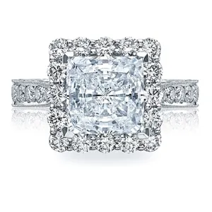 Tacori RoyalT Princess Pave Diamond Halo Engagement Ring