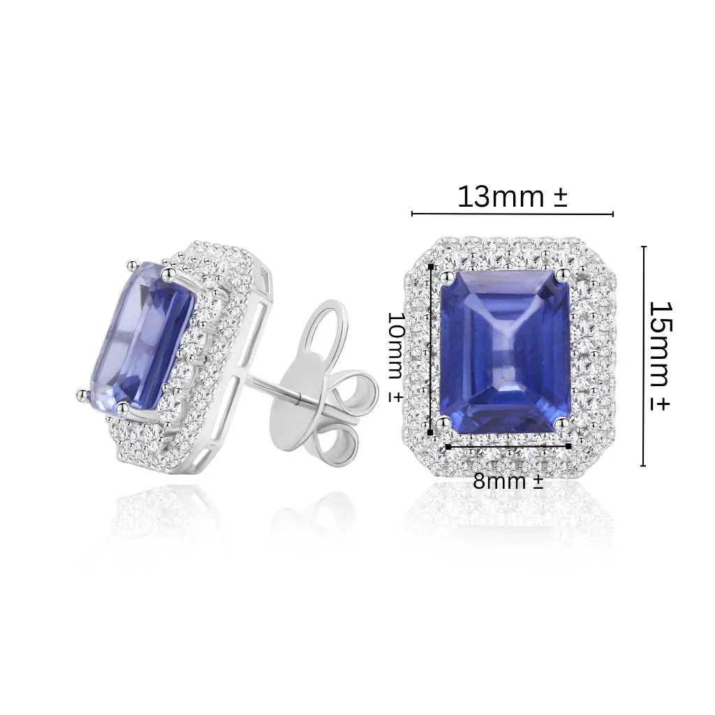 TAKA Jewellery Lab Grown Blue Sapphire and Diamond Earrings 10K