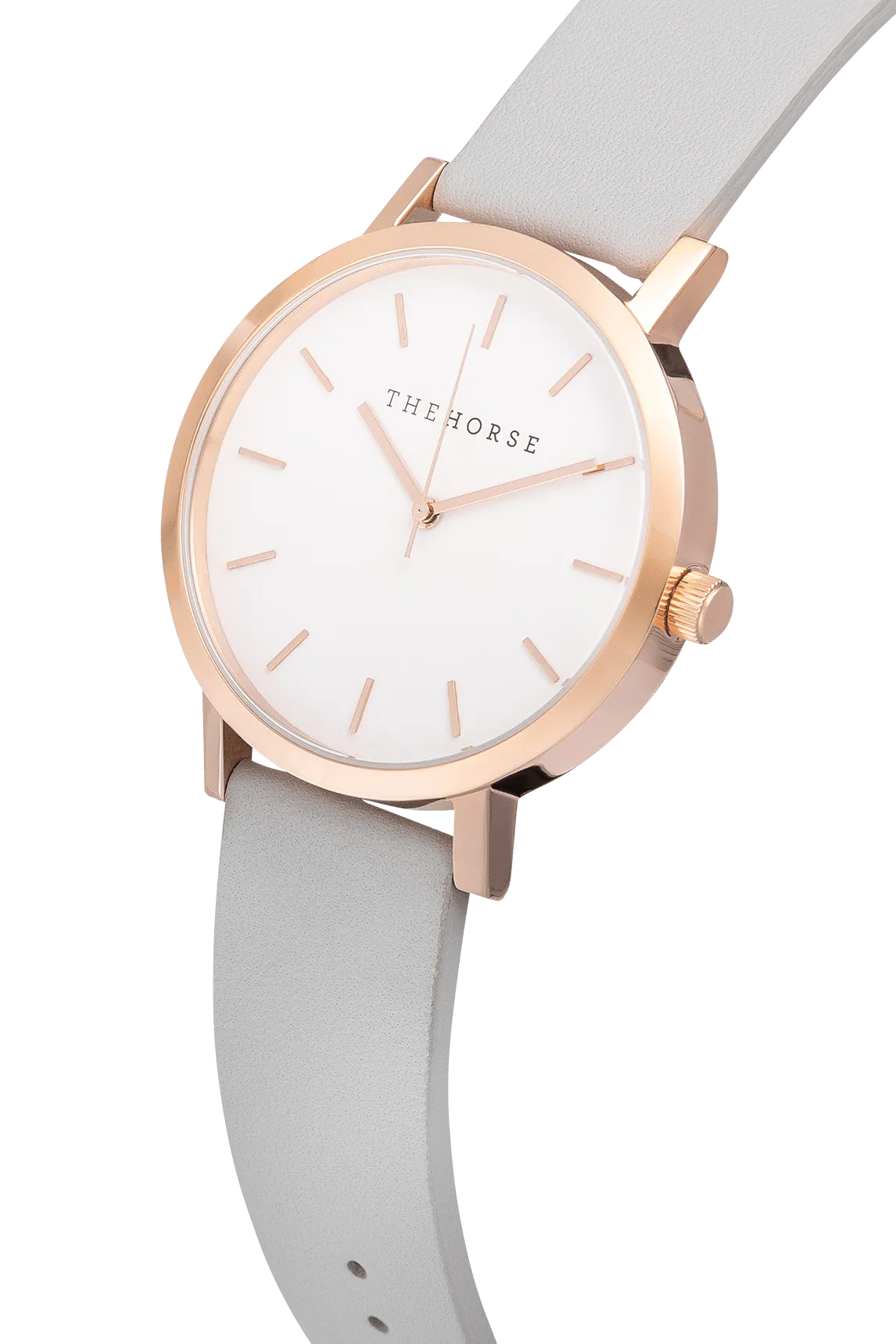 THE HORSE 'THE ORIGINAL' WATCH - ROSE GOLD/WHITE FACE/GREY LEATHER