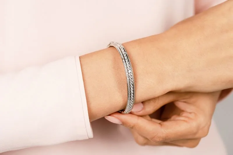 Three Row Channel And Prong Set Lab-Grown Diamond Bangle with 2.97 ct.(finished) 1.3mm, 2.4mm