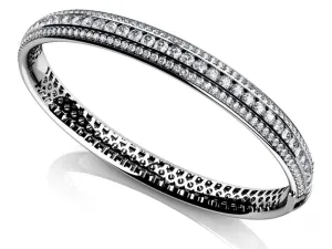 Three Row Channel And Prong Set Lab-Grown Diamond Bangle with 2.97 ct.(finished) 1.3mm, 2.4mm
