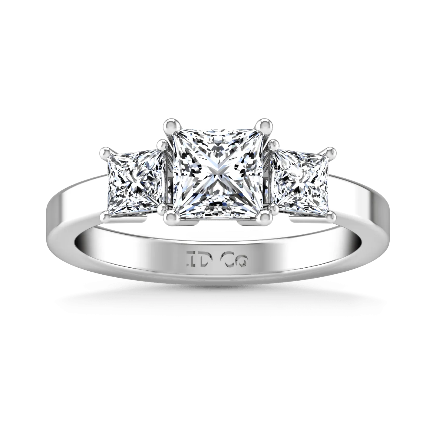 Three Stone Princess Cut Diamond Engagement Ring Alana 14K White Gold