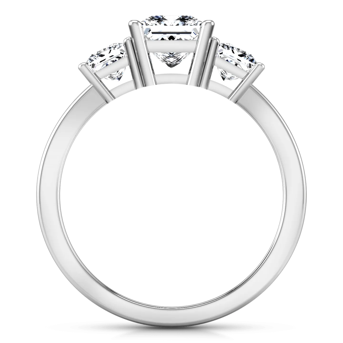 Three Stone Princess Cut Diamond Engagement Ring Alana 14K White Gold