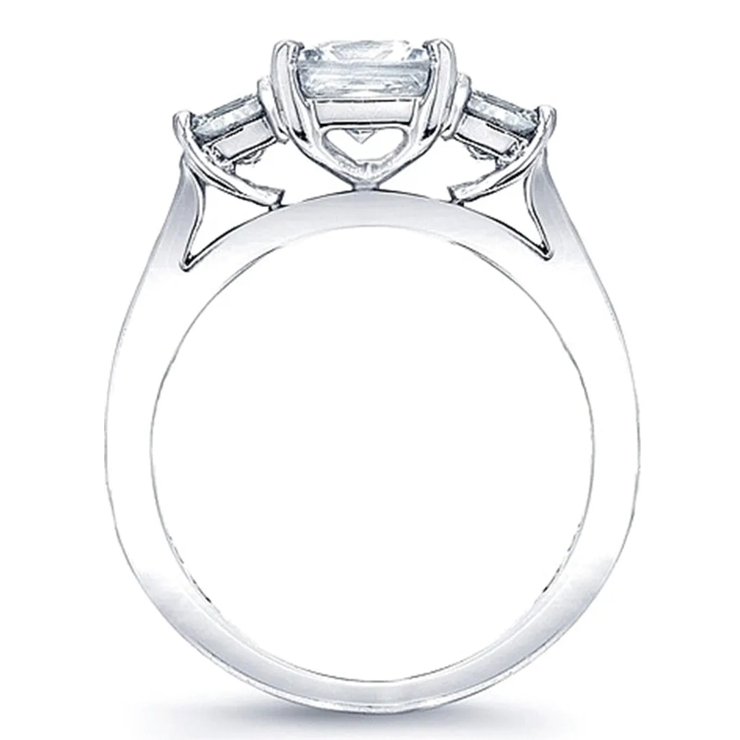 Three Stone Princess Cut Engagement Ring w/ Channel Set Princess Sidestones