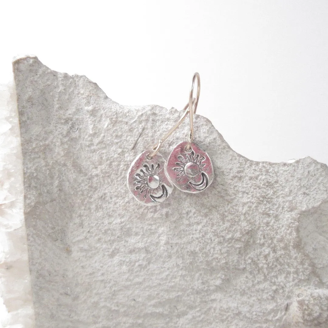 Tiny Hoop Dangles Mixed Metals Sun & Moon