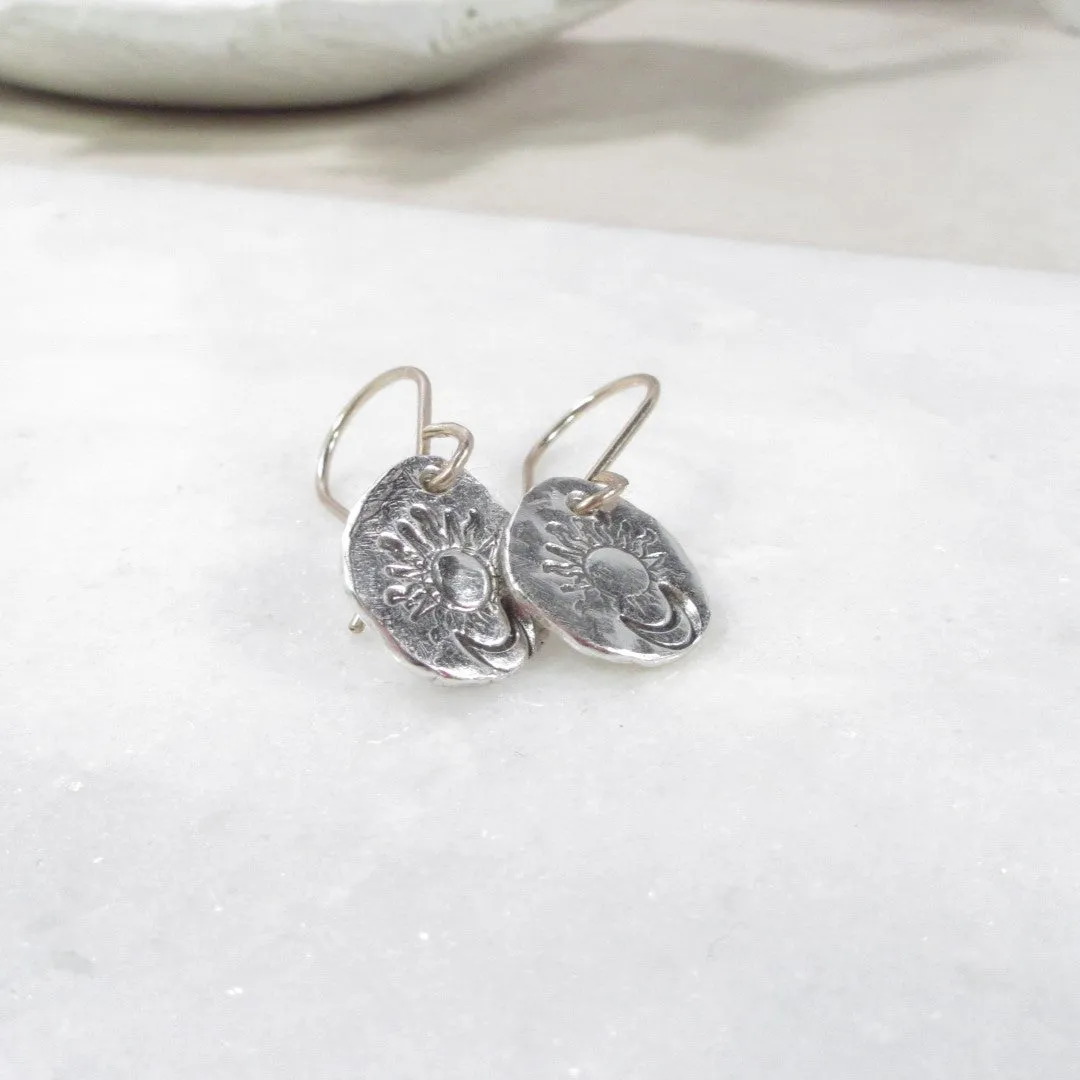 Tiny Hoop Dangles Mixed Metals Sun & Moon