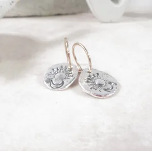 Tiny Hoop Dangles Mixed Metals Sun & Moon