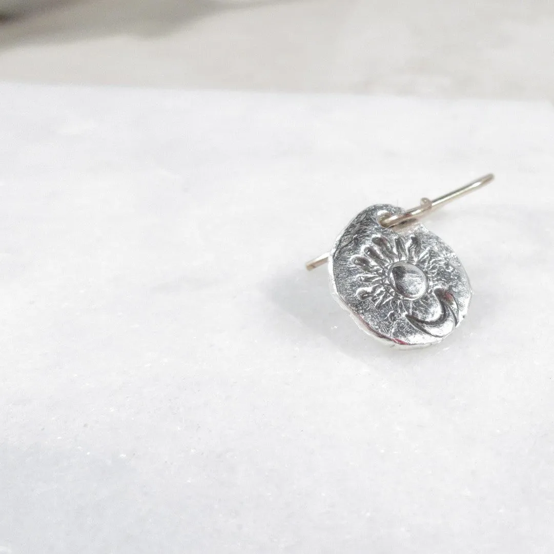 Tiny Hoop Dangles Mixed Metals Sun & Moon