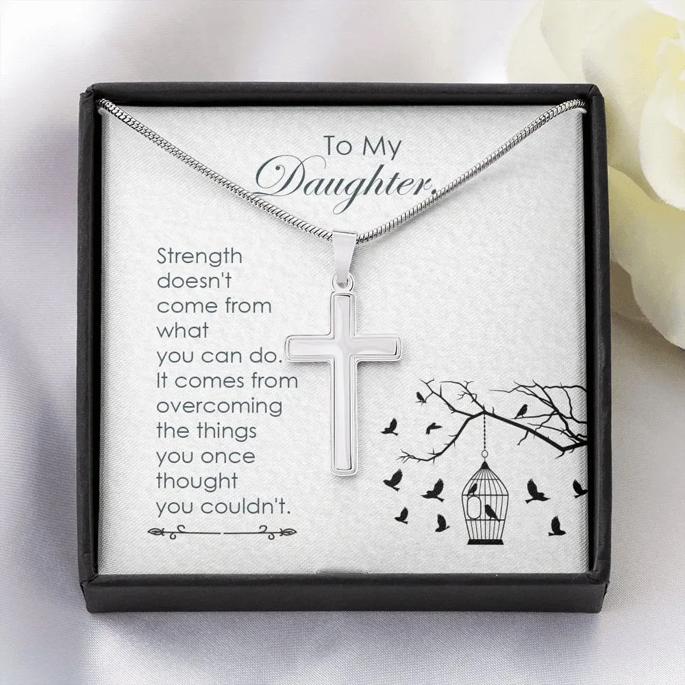 To My Daughter Cross Inspirational Necklace