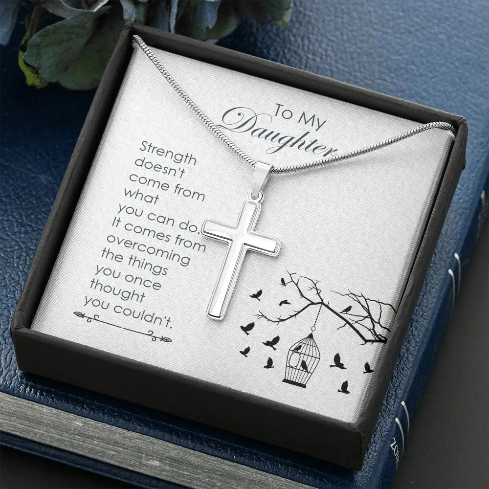 To My Daughter Cross Inspirational Necklace
