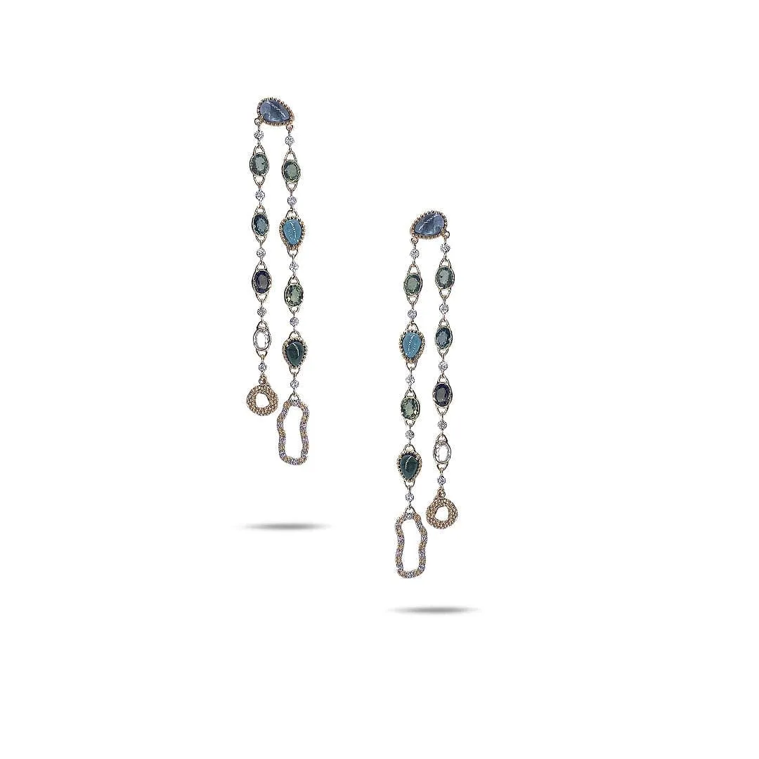 Tourmaline & Multi Sapphire Drop Earrings