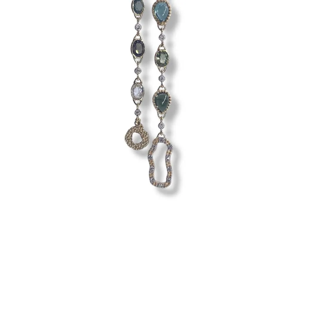 Tourmaline & Multi Sapphire Drop Earrings