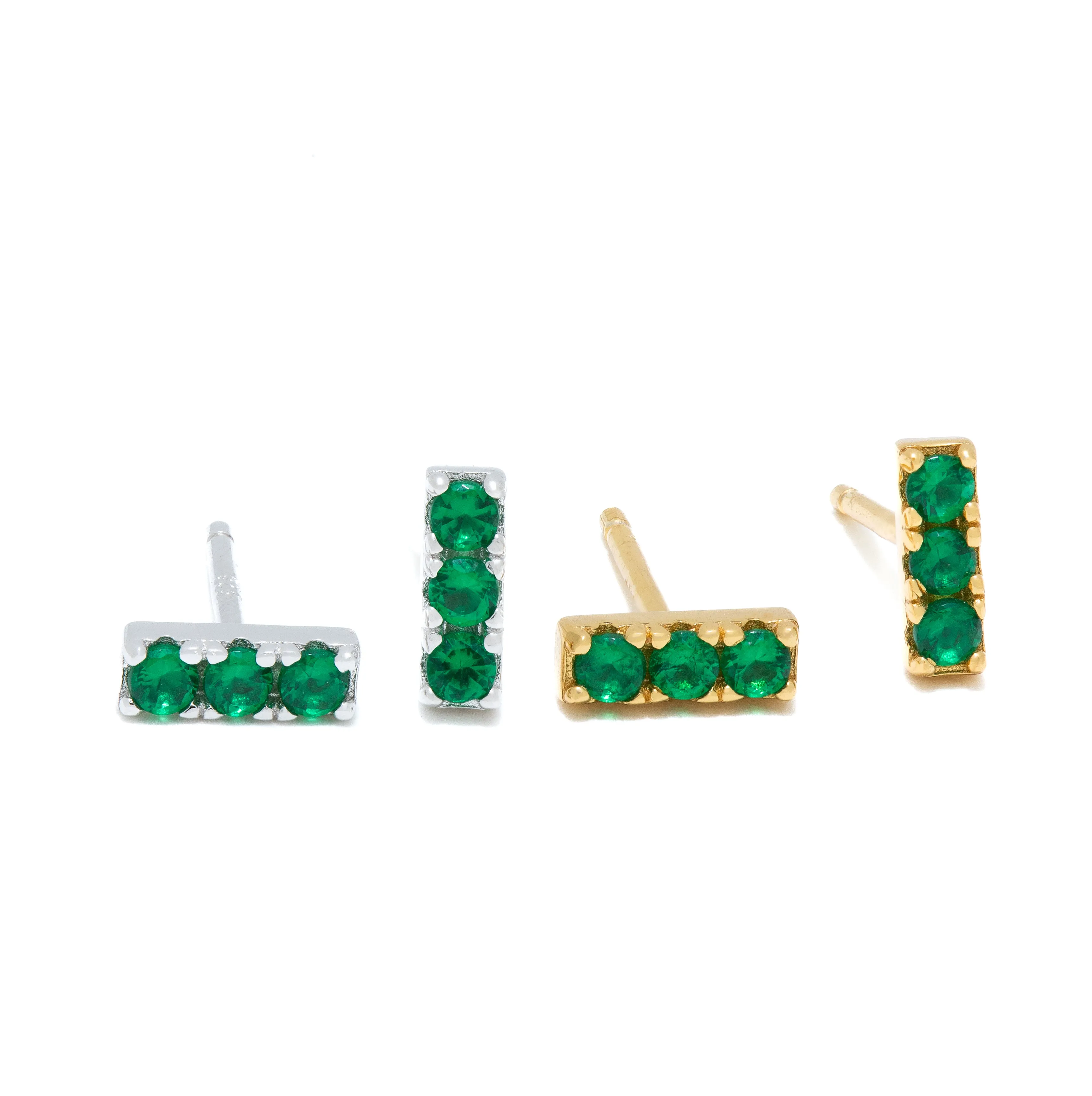 Trio Emerald Stud Earrings