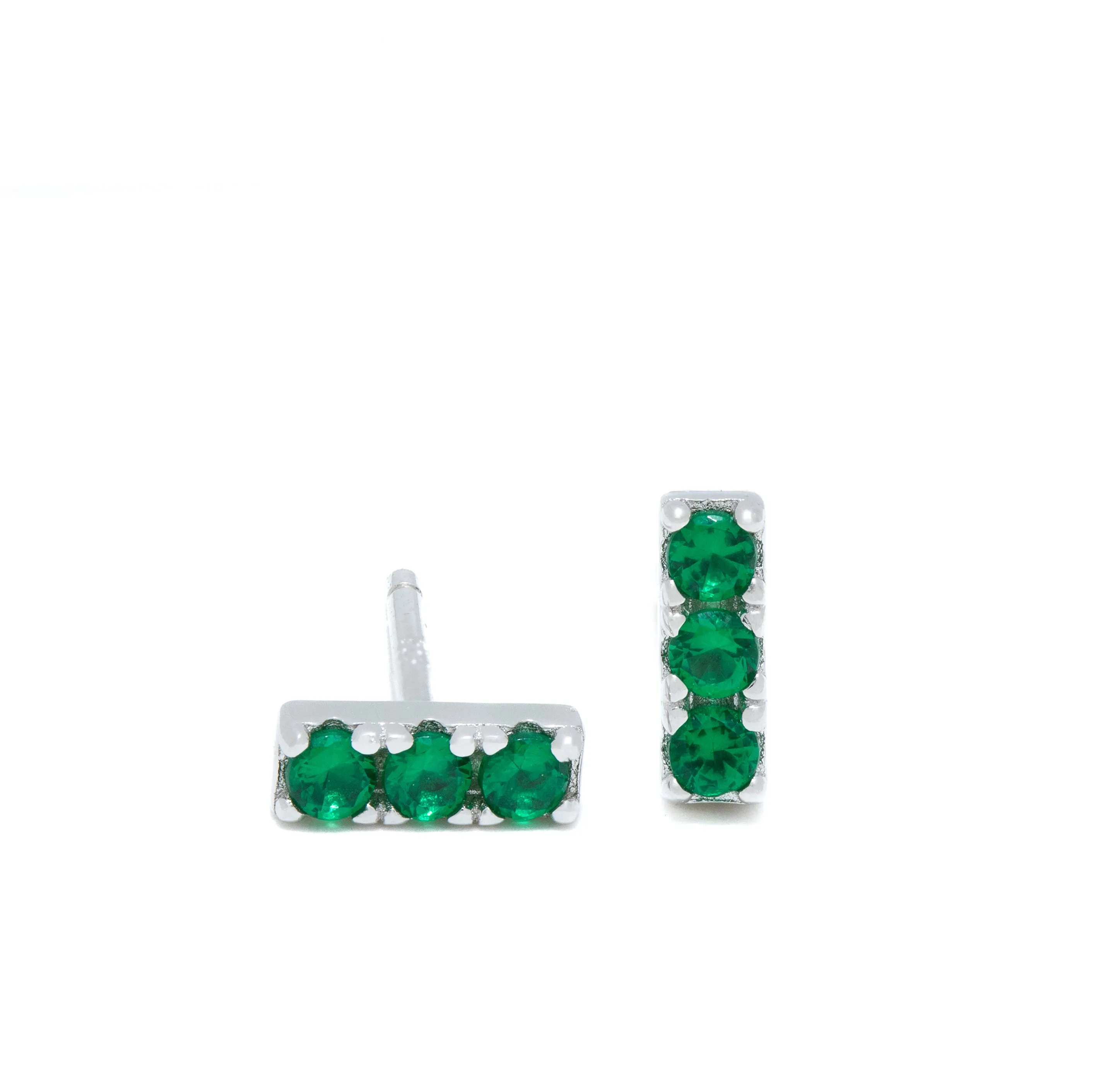 Trio Emerald Stud Earrings