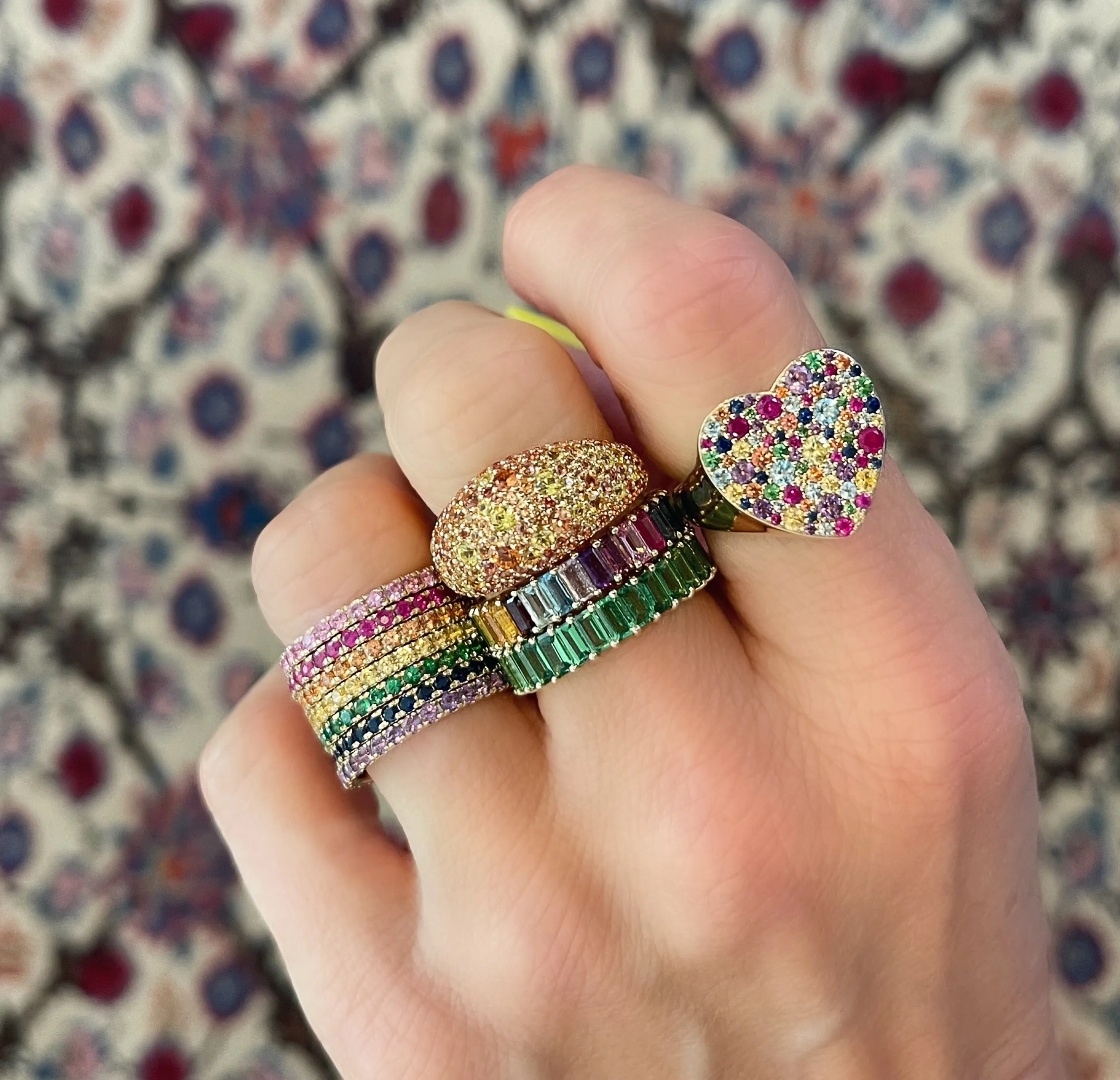 Tsavorite Vertical Baguette Eternity Band Ring