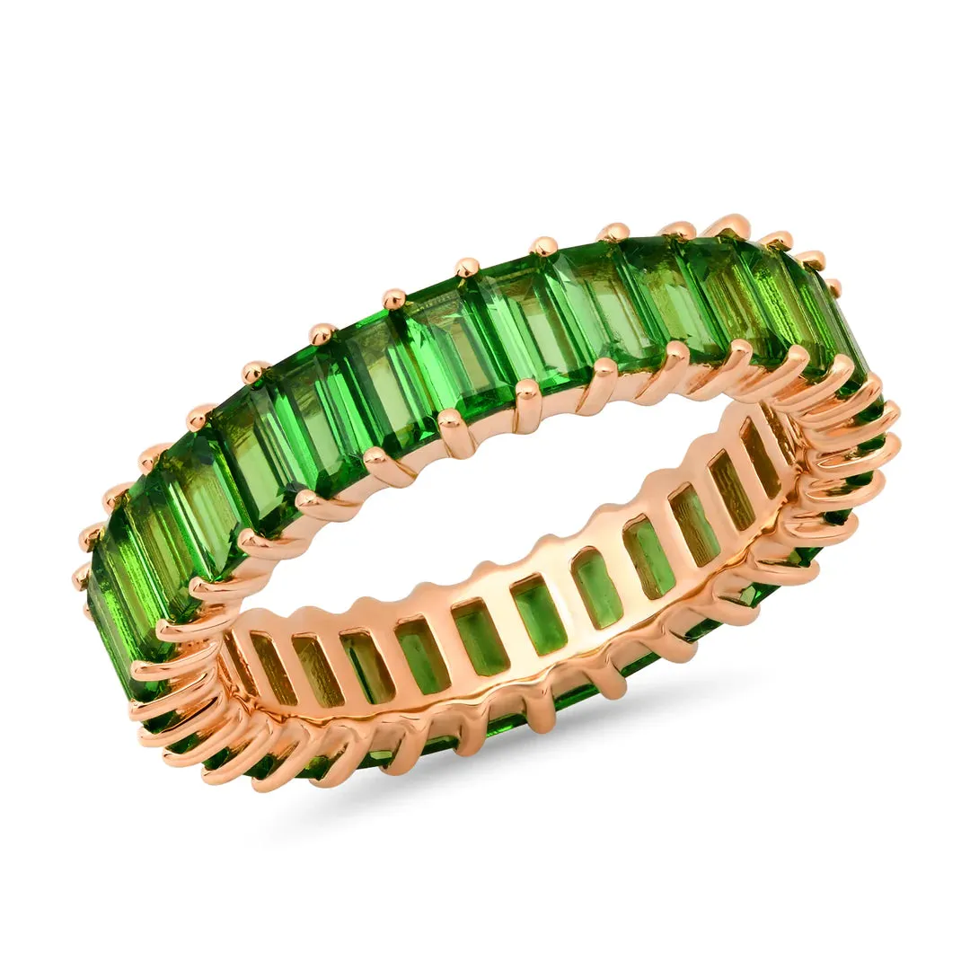 Tsavorite Vertical Baguette Eternity Band Ring