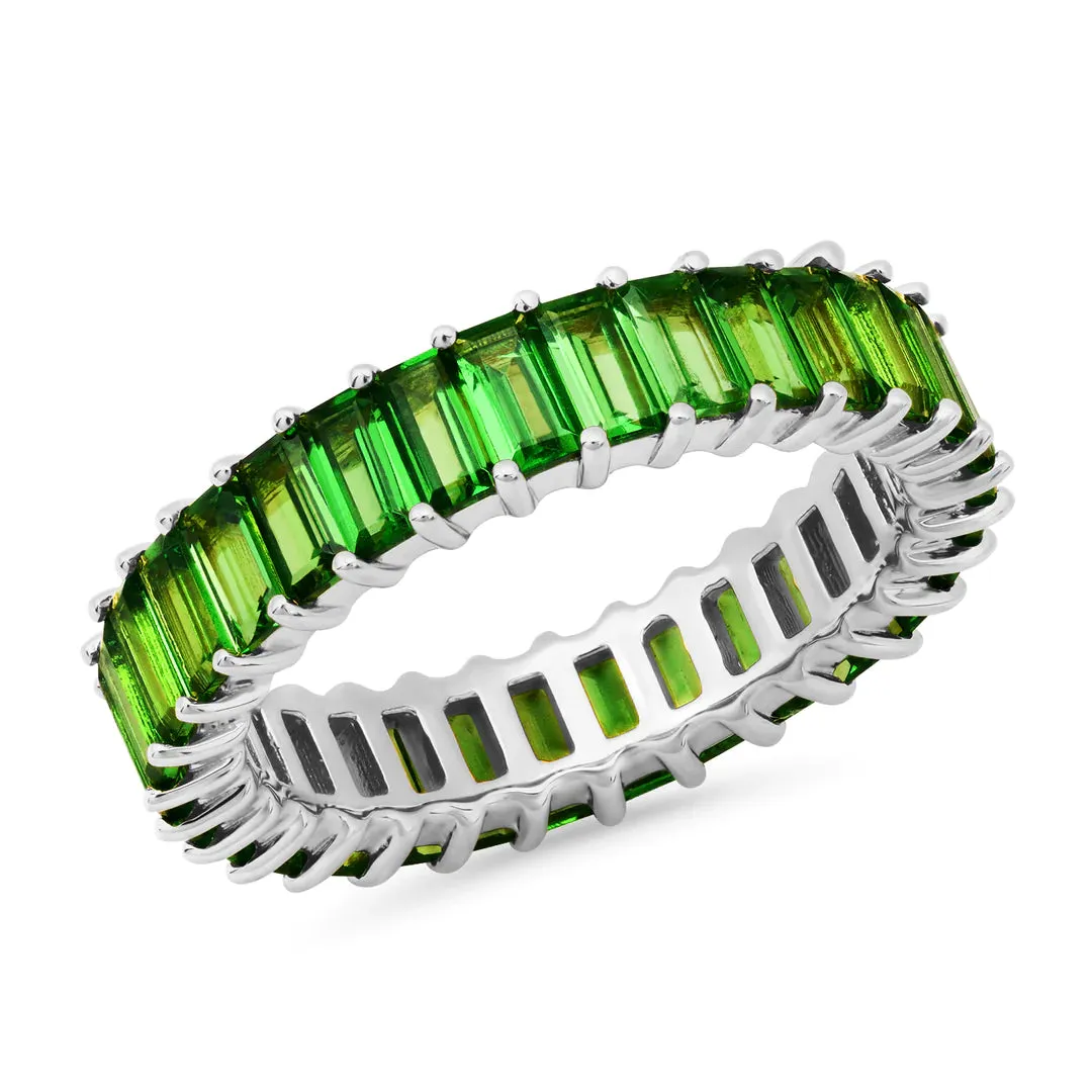 Tsavorite Vertical Baguette Eternity Band Ring