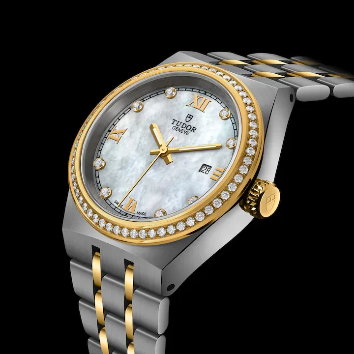 Tudor Royal, Stainless Steel, 18k Yellow Gold and Diamond-set dial with Diamond-set bezel, 28mm, Ref# M28323-0001