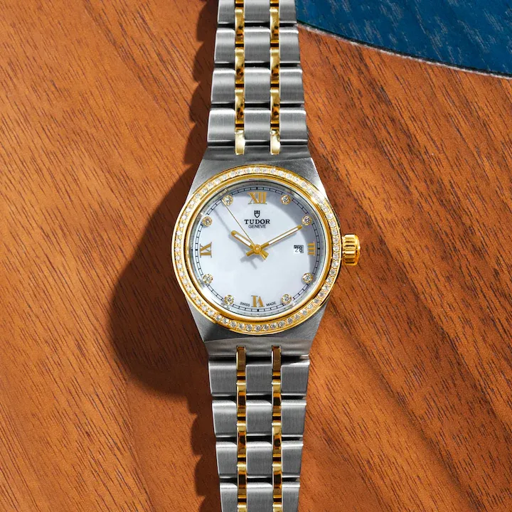 Tudor Royal, Stainless Steel, 18k Yellow Gold and Diamond-set dial with Diamond-set bezel, 28mm, Ref# M28323-0001