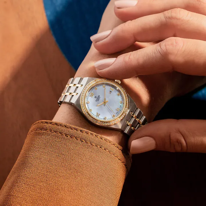 Tudor Royal, Stainless Steel, 18k Yellow Gold and Diamond-set dial with Diamond-set bezel, 28mm, Ref# M28323-0001
