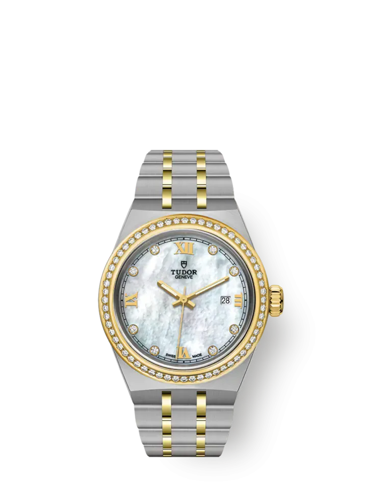 Tudor Royal, Stainless Steel, 18k Yellow Gold and Diamond-set dial with Diamond-set bezel, 28mm, Ref# M28323-0001