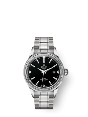 Tudor Style, Stainless Steel and Diamond-set, 28mm, Ref# M12100-0004
