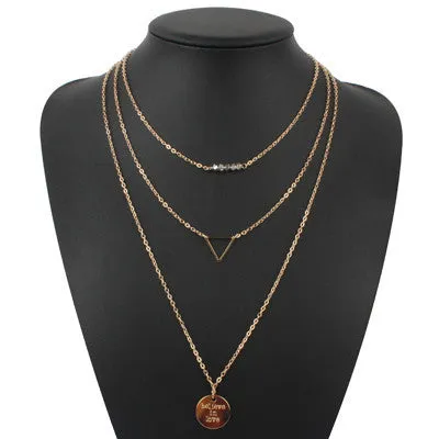 turquoise crystal bead round bar charm gold chain necklace multi layer statement necklaces amp pendants women summer jewelry