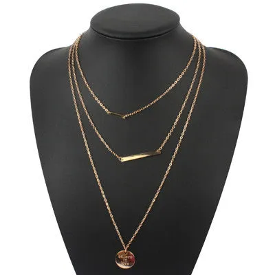 turquoise crystal bead round bar charm gold chain necklace multi layer statement necklaces amp pendants women summer jewelry
