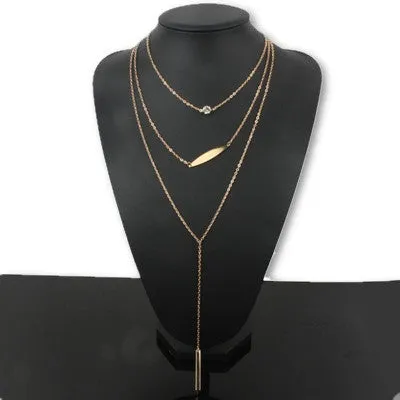 turquoise crystal bead round bar charm gold chain necklace multi layer statement necklaces amp pendants women summer jewelry