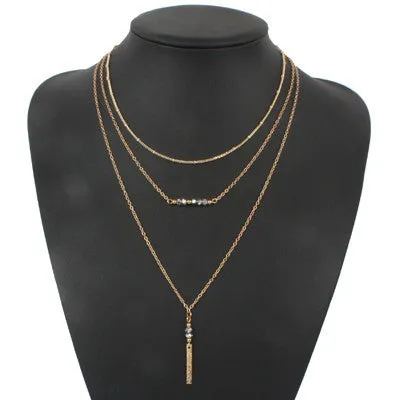 turquoise crystal bead round bar charm gold chain necklace multi layer statement necklaces amp pendants women summer jewelry