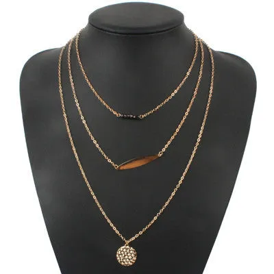turquoise crystal bead round bar charm gold chain necklace multi layer statement necklaces amp pendants women summer jewelry