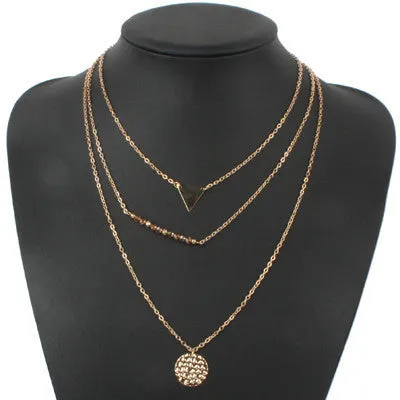 turquoise crystal bead round bar charm gold chain necklace multi layer statement necklaces amp pendants women summer jewelry