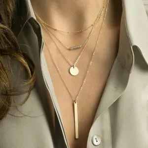 turquoise crystal bead round bar charm gold chain necklace multi layer statement necklaces amp pendants women summer jewelry
