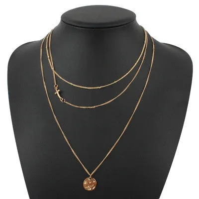 turquoise crystal bead round bar charm gold chain necklace multi layer statement necklaces amp pendants women summer jewelry