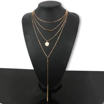turquoise crystal bead round bar charm gold chain necklace multi layer statement necklaces amp pendants women summer jewelry