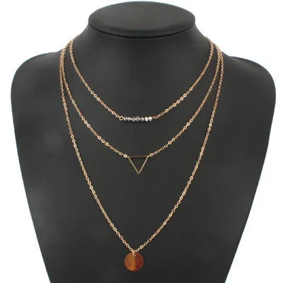 turquoise crystal bead round bar charm gold chain necklace multi layer statement necklaces amp pendants women summer jewelry